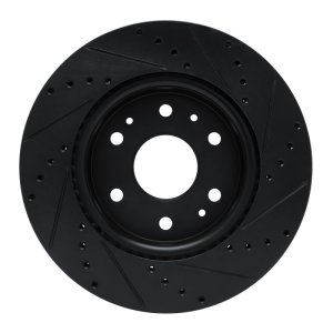 Chevrolet Colorado Brake Rotor (1) - Front Left - R1 Concepts - Drilled & Slotted - Black - `23-`25